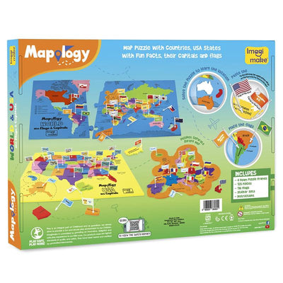 World Map Puzzle with Flags