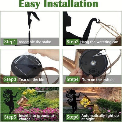 Solar-Powered Fairy Light Watering Can