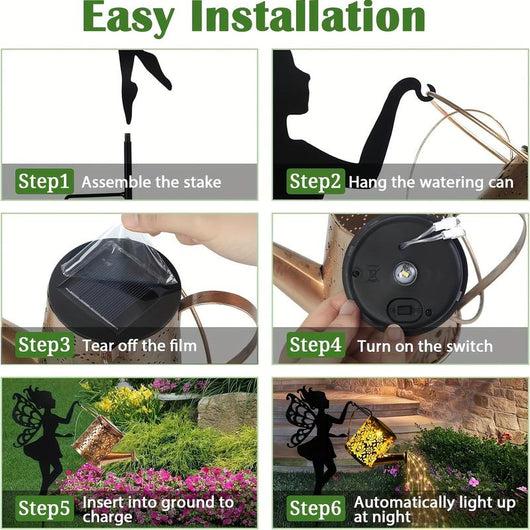 Solar-Powered Fairy Light Watering Can