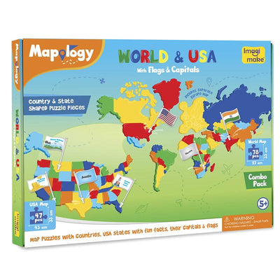 World Map Puzzle with Flags