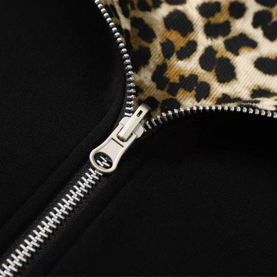 Unisex Reversible Leopard Print Zip Hoodie