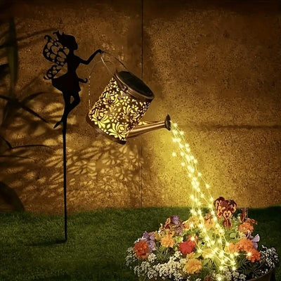 Solar-Powered Fairy Light Watering Can