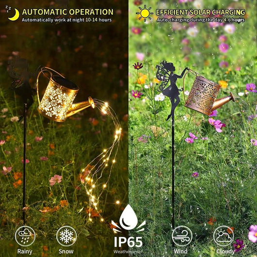 Solar-Powered Fairy Light Watering Can