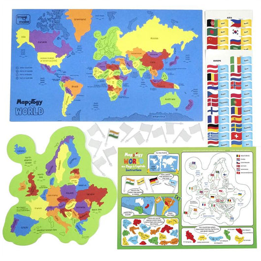 World Map Puzzle with Flags