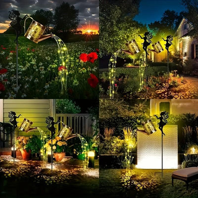 Solar-Powered Fairy Light Watering Can